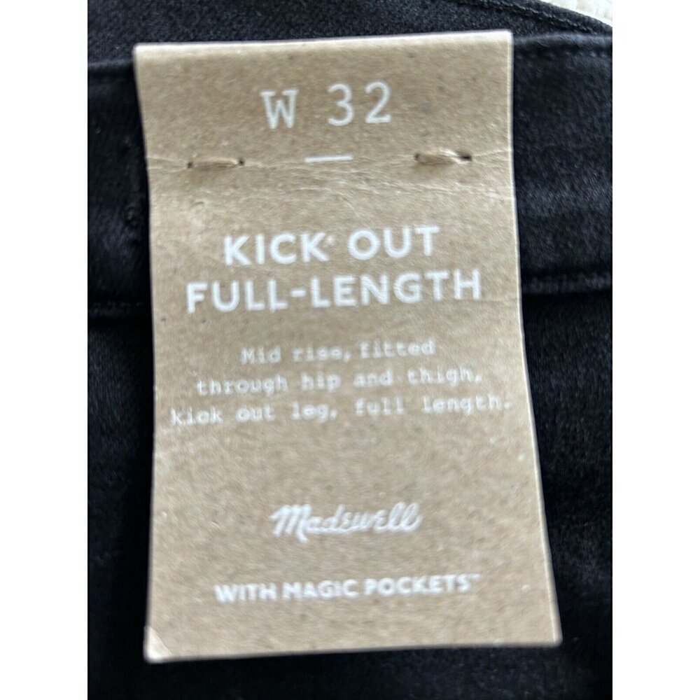Madewell Womens Mid-Rise Full Length Kick Out Black Denim Jeans Size 32 - Picture 15 of 15